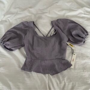 NWT JUNE & HUDSON purple peplum top
